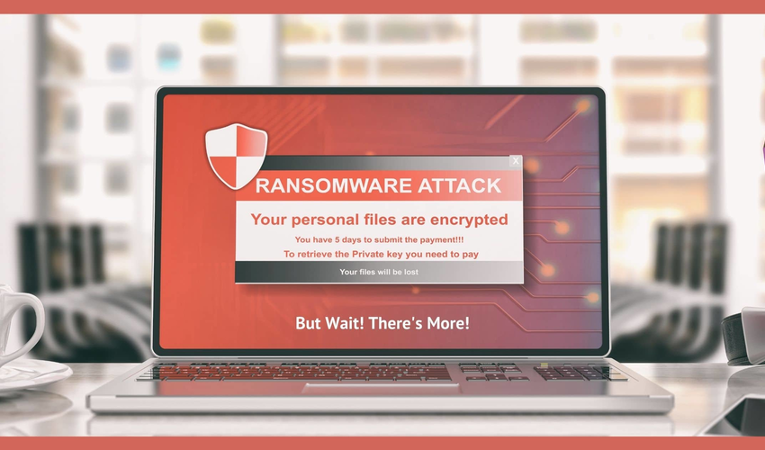 Ransomware on laptop screen